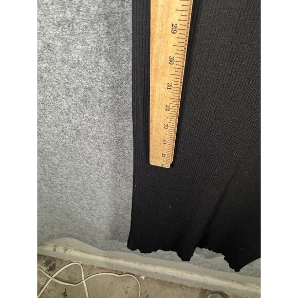 Bardot Dress Women Medium Black Long Sleeve Midi Ribbed Knit Bodycon Stretch‎ - Picture 6 of 8
